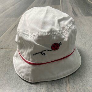 Gymboree Cotton Embroidered Ladybug Sun Bucket Hat White Red Size 0-6 months